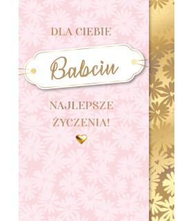 Kartka z życzeniami dla Babci, zdobiona serduszkiem DK1400
