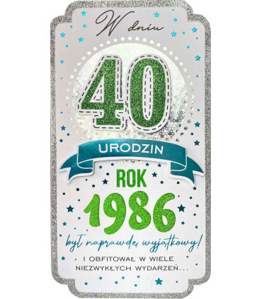 Kartka dla urodzonych w 1986 roku na 40 urodziny PM450