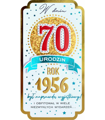 Kartka dla urodzonych w 1956 r. na 70 urodziny PM454
