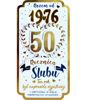 Kartka na 50 Rocznicę Ślubu dla Nowożeńców z roku 1976 PM456