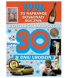 Na 30 urodziny Kartka dla urodzonych w 1996 r V129