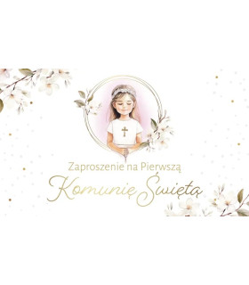 Zaproszenie na Komunię od Dziewczynki mix 10 szt. ASZP87