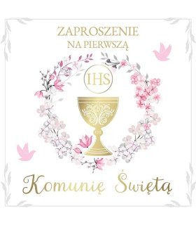 Zaproszenie na Komunię Dziewczynki komplet 10 szt. ASZP97