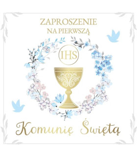 Zaproszenie na Komunię od Chłopczyka mix 10 szt. ASZP98