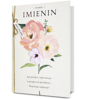 Kartka na Imieniny pięknie zdobiona, akwarela HM2926
