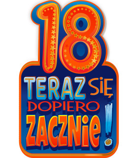 Kartka na 18 urodziny z super życzeniami, neonowa SH14