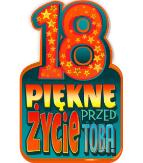 Kartka z okazji 18 urodzin zdobiona folią holograficzną SH13