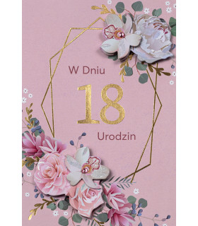 Kartka z okazji 18 urodzin zdobiona cyrkoniami M1070