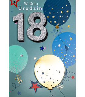 Kartka na osiemnastkę pięknie zdobiona M1074