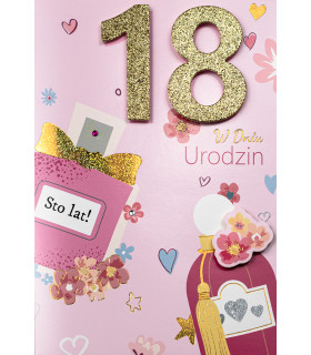 Kartka na osiemnastkę bogato zdobiona M1078