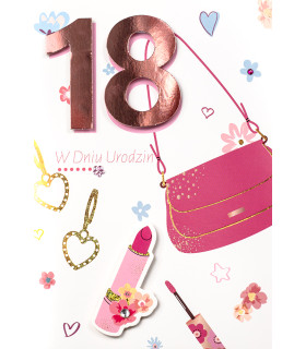 Kartka na 18 urodziny z życzeniami dla Dziewczyny M1079