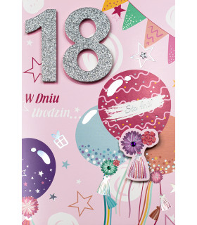 Kartka z okazji 18 urodzin pięknie zdobiona M1077