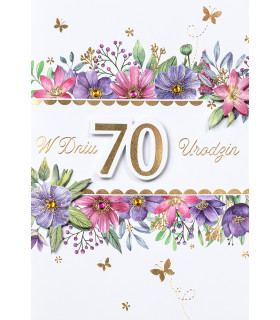Kartka z okazji 70 urodzin bogato zdobiona M1066