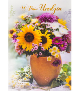 Kartka urodzinowa 3D bukiet kwiatów 7M106