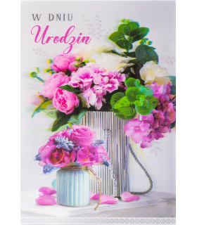 Kartka na urodziny 3D z życzeniami, piękna 7M107