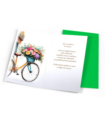 Kartka urodzinowa z życzeniami, dla Rowerzystki A1113