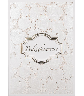 Kartka na Podziękowania bez życzeń, ażurowa, perłowa 6M334