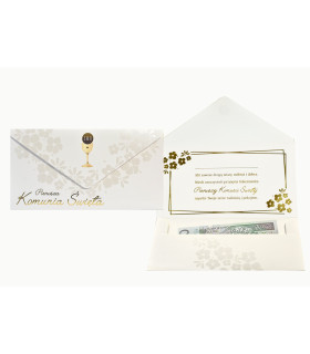 Koperta ozdobna na prezent na Komunię elegancka PCKOP44