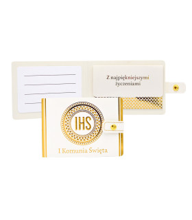 Portfelik na prezent na Komunie kartę, voucher, bon POR25