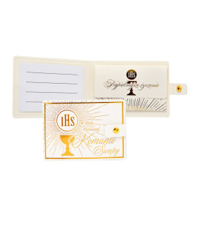 Portfelik na prezent na Komunie kartę, voucher, bon POR27