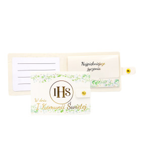 Portfelik na prezent na Komunie kartę, voucher, bon POR29