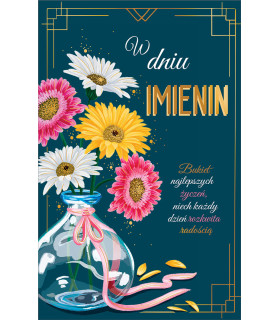 Kartka na imieniny z życzeniami Bukiet kwiatów IM11