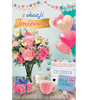 Kartka na imieniny z życzeniami elegancka IM14