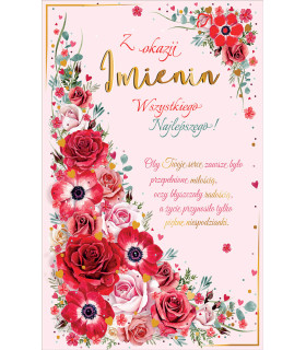 Kartka na imieniny z życzeniami elegancka IM16