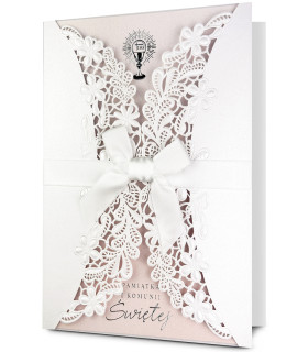 Kartka na Komunię dla dziewczynki pięknie zdobiona HM1180K