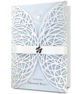 Kartka Komunijna bogato zdobiona ażurowa HM1177K