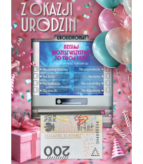 Kartka urodzinowa z miejscem na banknot dla Kobiety Money1