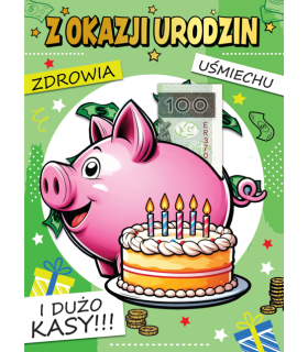 Kartka urodzinowa z miejscem na banknot, zabawna Money3