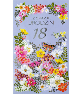 Kartka z okazji 18 urodzin z życzeniami elegancka 15A6598/18