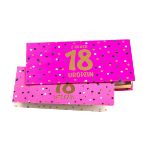 Pudełko ozdobne na prezent na 18 urodziny banknoty, karty PDBOX8