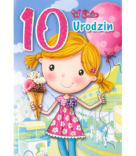 Kartka na 10 urodziny dla Dziewczynki zdobiona cyrkoniami M1100