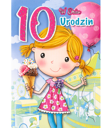 Kartka na 10 urodziny dla Dziewczynki zdobiona cyrkoniami M1100