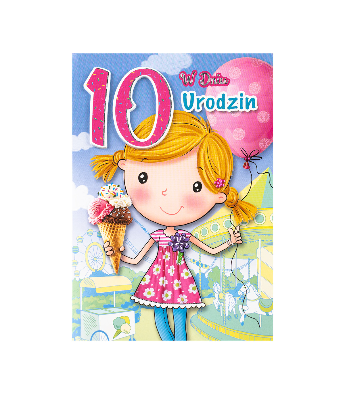 Kartka na 10 urodziny dla Dziewczynki zdobiona cyrkoniami M1100