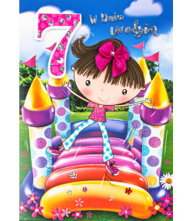 Kartka z okazji 7 urodzin wesołej Dziewczynki M1097