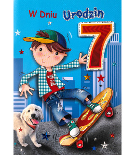 Kartka z okazji 7 urodzin chłopca, extra życzenia M1087