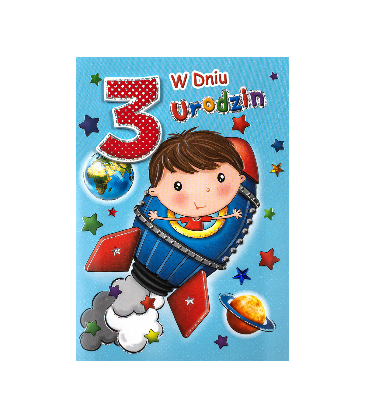 Kartka na 3 urodzinki dla chłopczyka astronauty M1083