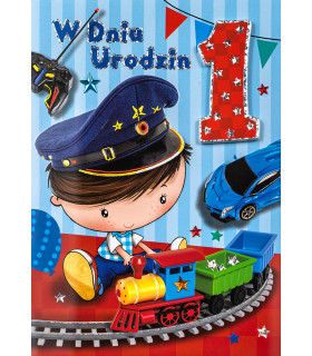 Kartka na Roczek dla Chłopczyka z super życzeniami M1081