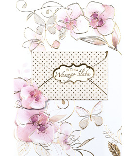 Kartka dla Młodej Pary z kopertą na prezent, z pięknymi życzeniami M1053