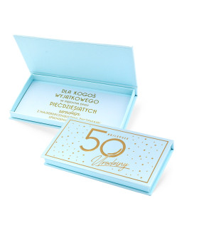 Pudełko prezentowe na 50 urodziny na pieniądze, karty, voucher MB18