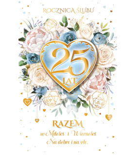 Kartka z okazji 25 Rocznicy ślubu, życzenia na srebrne gody RS13