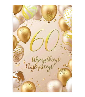 Kartka z okazji 60 urodzin z życzeniami, elegancka KZKB22/60