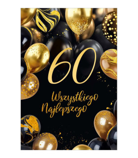 Kartka z okazji 60 urodzin z życzeniami, elegancka KZKB14/60
