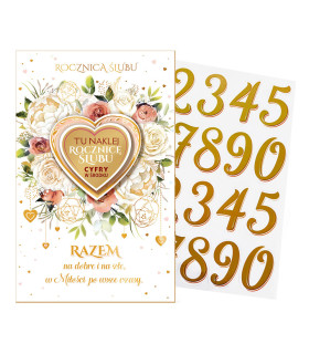 Kartka na Rocznicę ślubu z cyferkami do naklejenia ABCR36