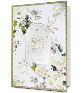 Kartka na ślub pięknie zdobiona cyrkonią, elegancka HM1203S