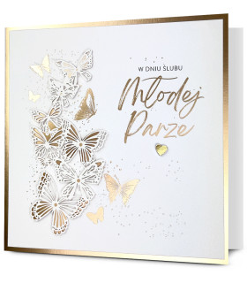 Kartka na ślub z życzeniami dla Młodej Pary, elegancka HM1208S