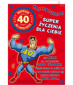Kartka na 40 urodziny dla Mężczyzny, zabawna, wesoła Party5
